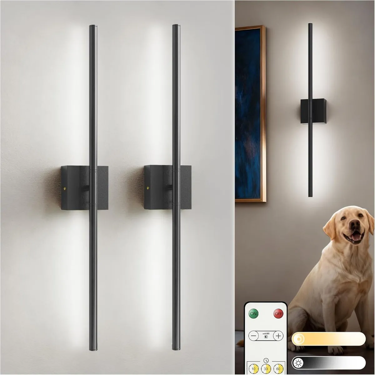 Battery Operated Wall Sconces Set of 2 Sconce - Image 1