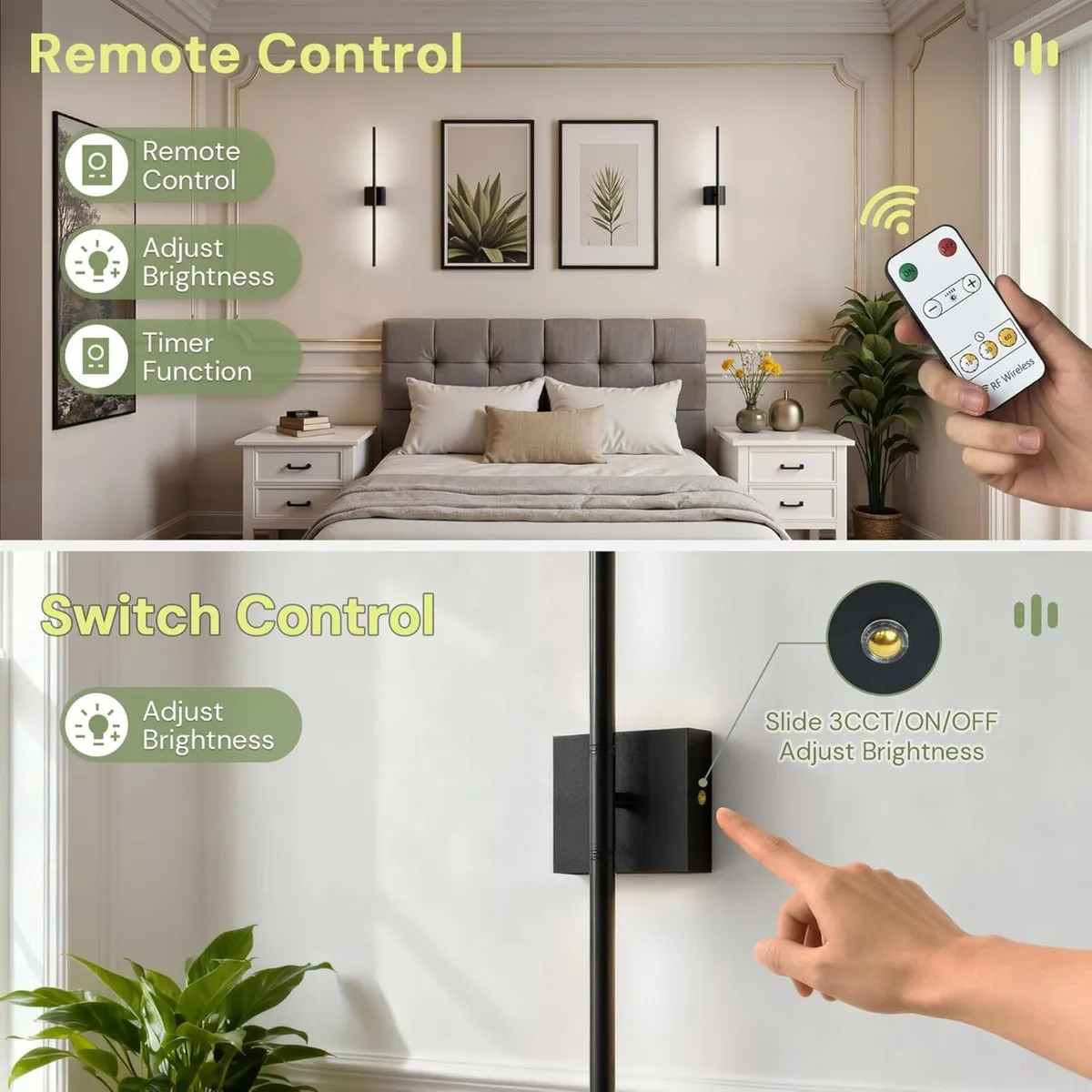 Battery Operated Wall Sconces Set of 2 Sconce - Image 4