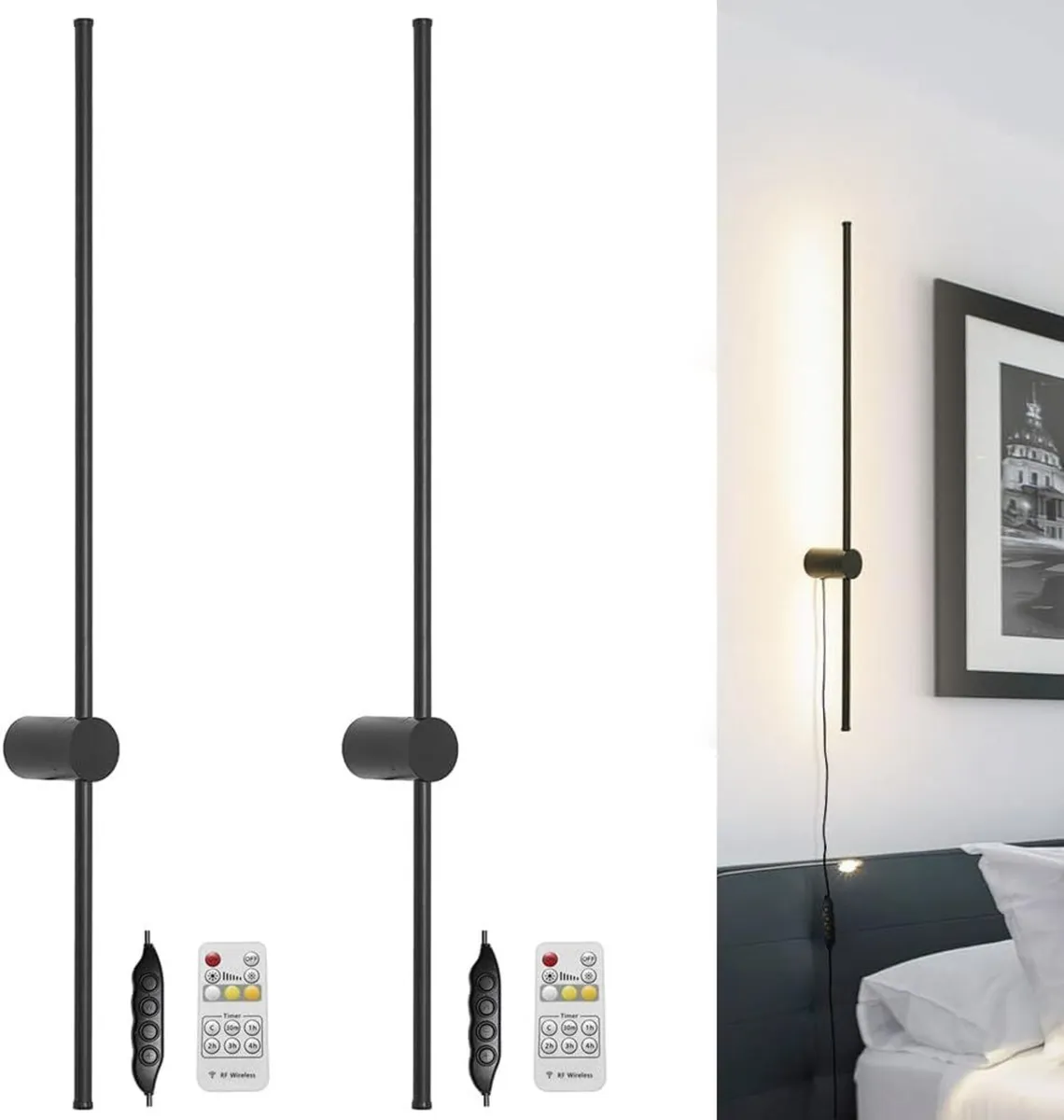 Plug in Wall Sconces Set of 2 80cm Dimmable LED - Image 1
