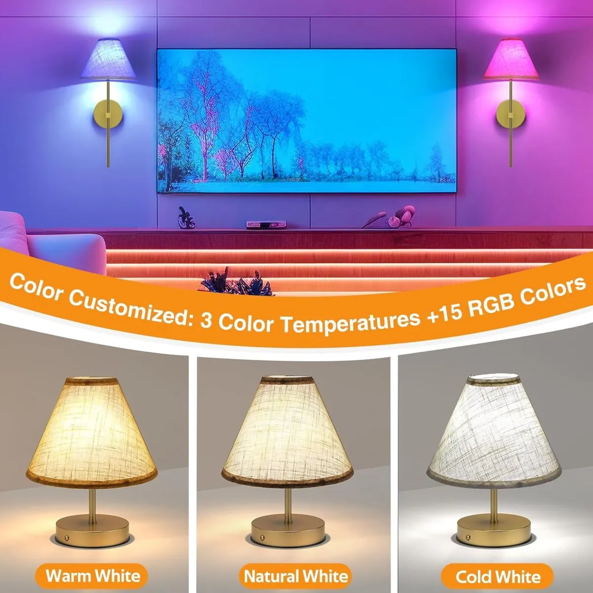 Battery Operated Sconces Set of 2 Rechargeable - Image 3