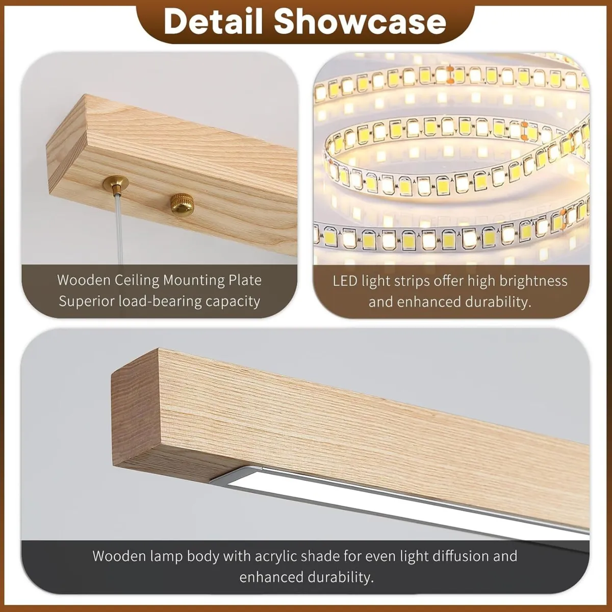 Wood Pendant Light with Remote Control Dimmable - Image 4