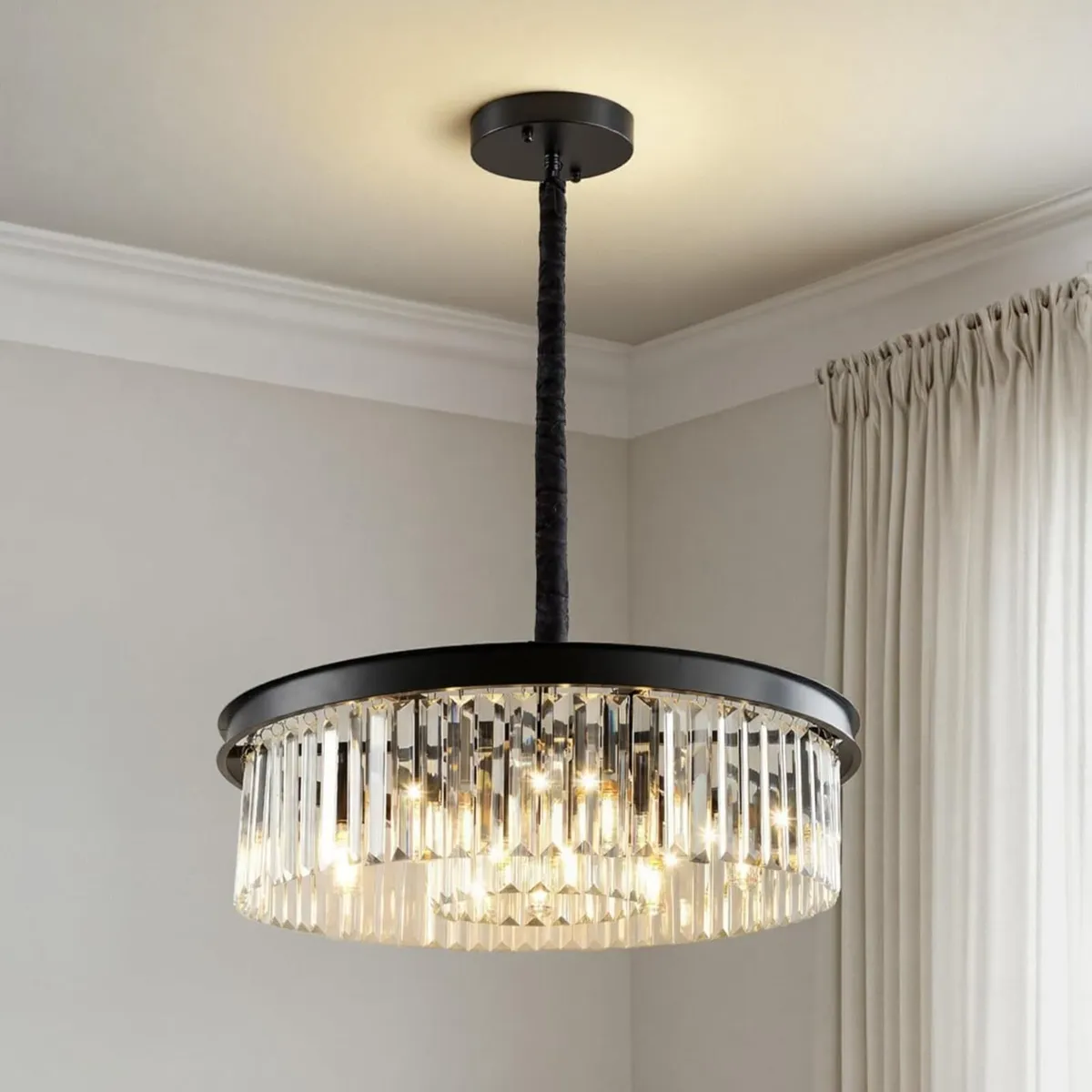 Modern Crystal Chandelier 5 Lights Flush Mount - Image 1