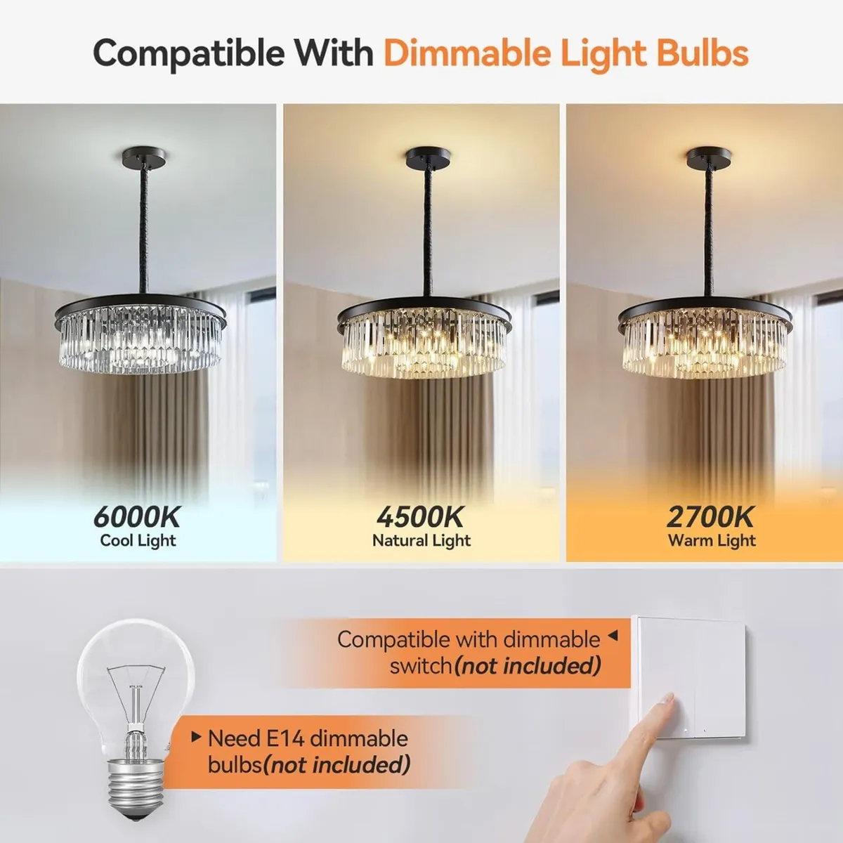 Modern Crystal Chandelier 5 Lights Flush Mount - Image 4