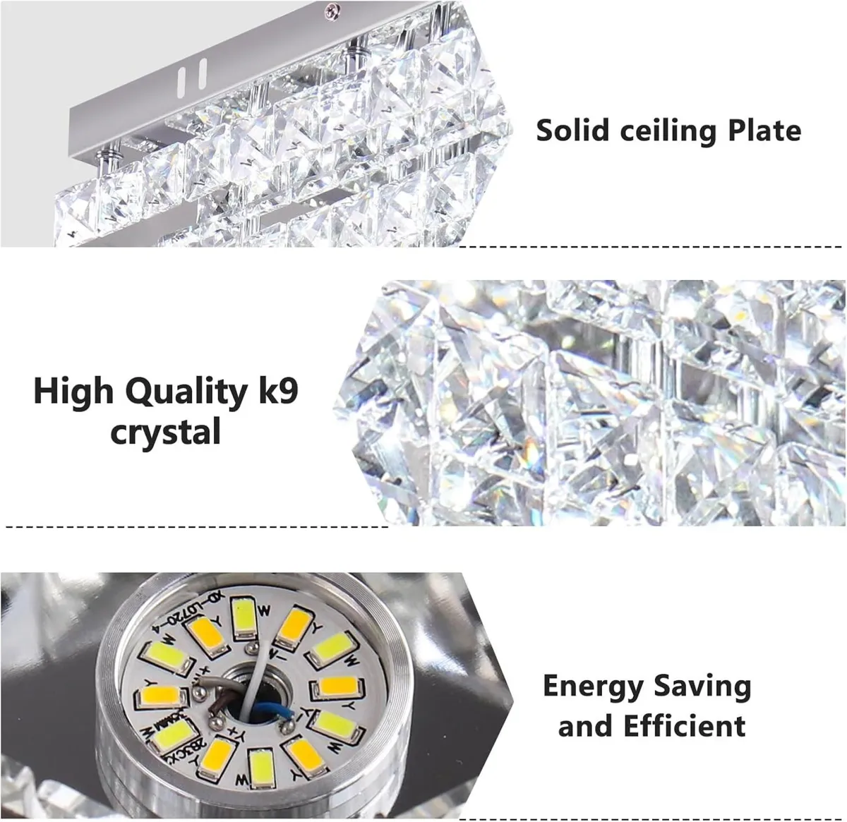 Crystal LED Ceiling Light 3-Tier Square Modern - Image 3