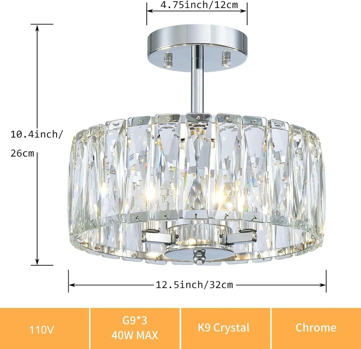 Modern Crystal Chandeliers E14x3-Light Round - Image 2