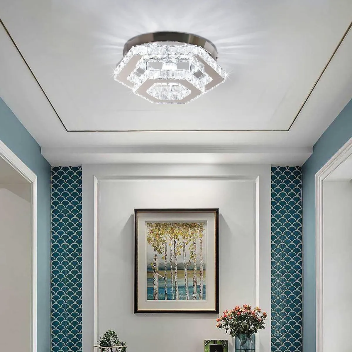 Dimmable Crystal Flush Mount Ceiling Light Modern - Image 4