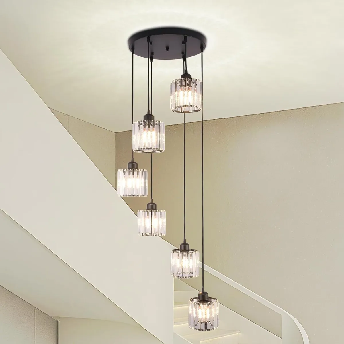 Long Chandelier for High Ceilings Modern Crystal - Image 1