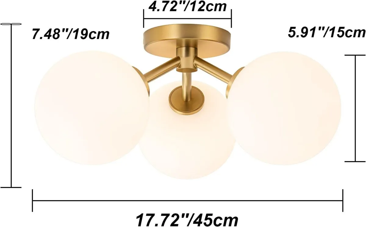 Mid Century Modern Ceiling Light Glass Globe Semi - Image 2