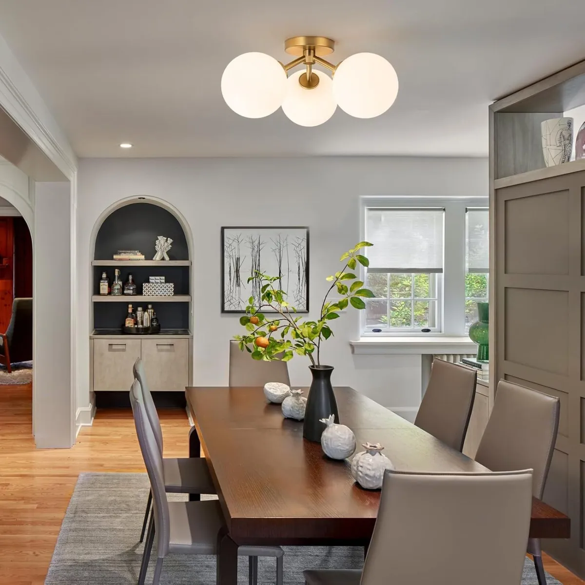 Mid Century Modern Ceiling Light Glass Globe Semi - Image 4