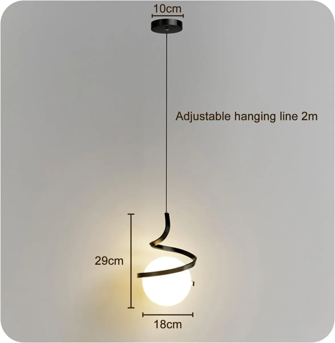 Glass Ball Pendant Light Globe Modern Black - Image 2