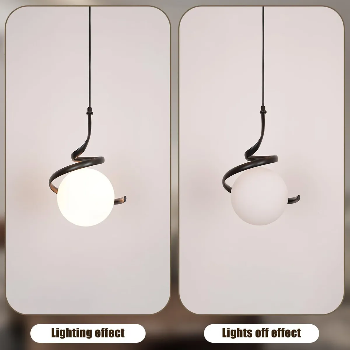 Glass Ball Pendant Light Globe Modern Black - Image 3