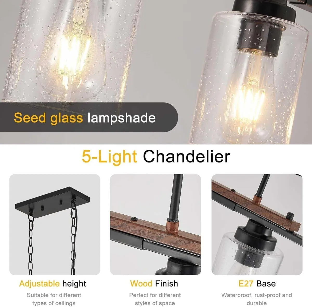 5 Light Chandeliers Ceiling E27 Vintage Rustic - Image 2