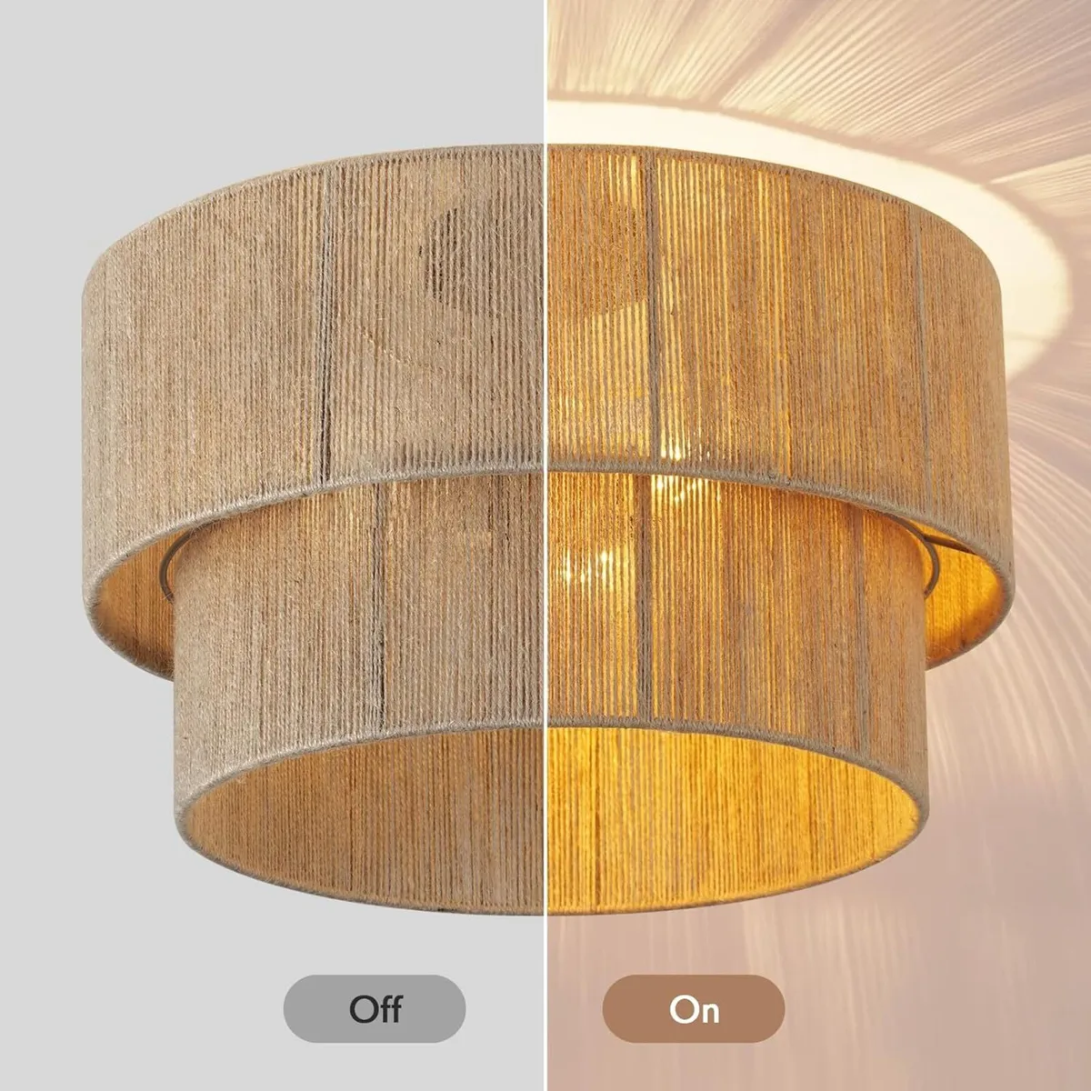 Boho Ceiling Light Ø45cm – 3-Light Rattan Lamp - Image 4
