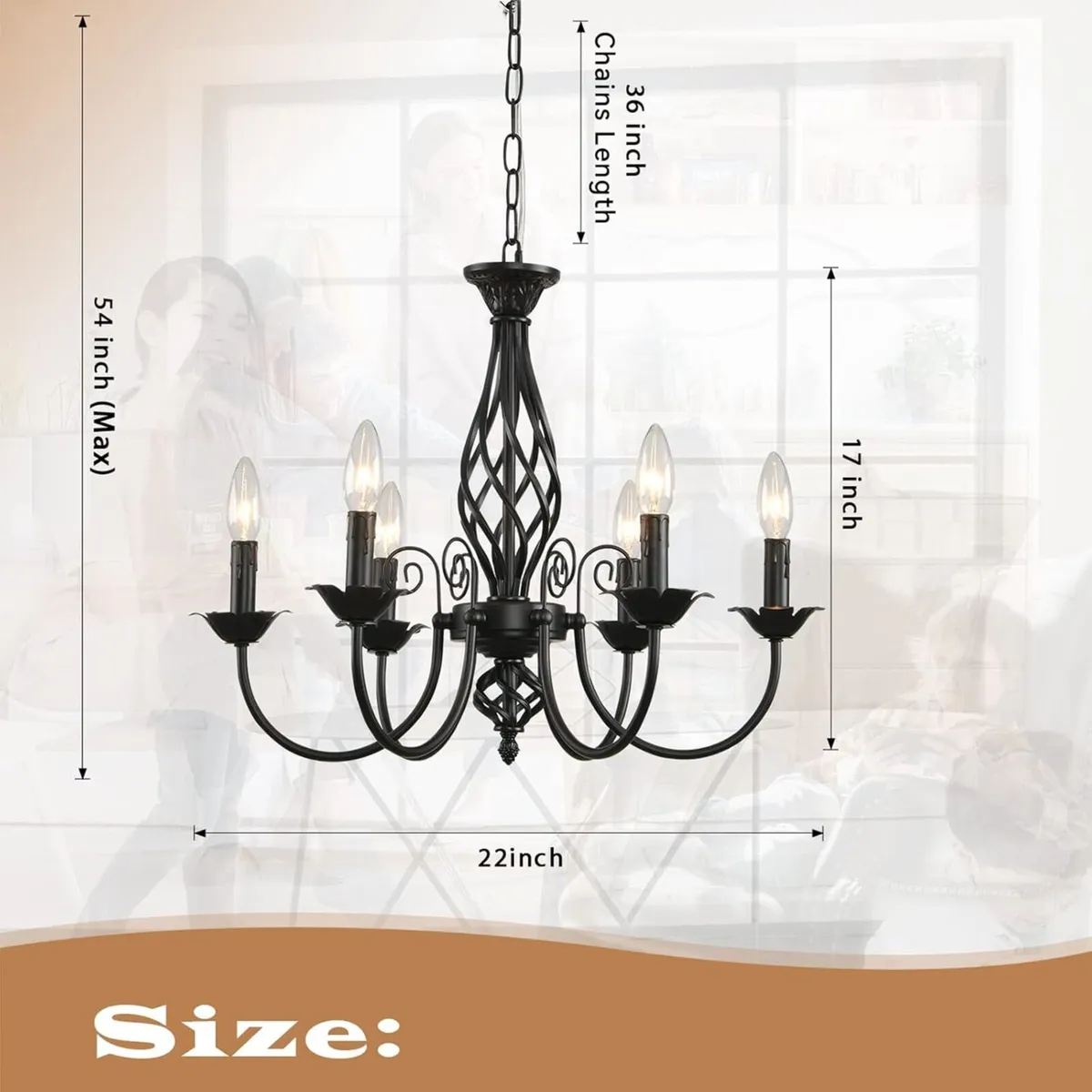Farmhouse Chandelier 6 Light 22 French Country - Image 3