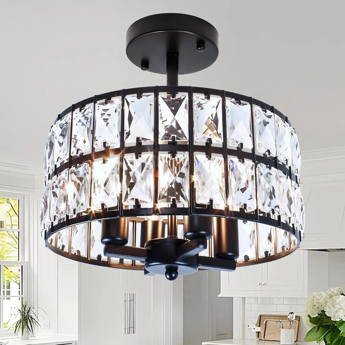 Modern Crystal Ceiling Lighting 4-Light Semi - Image 1