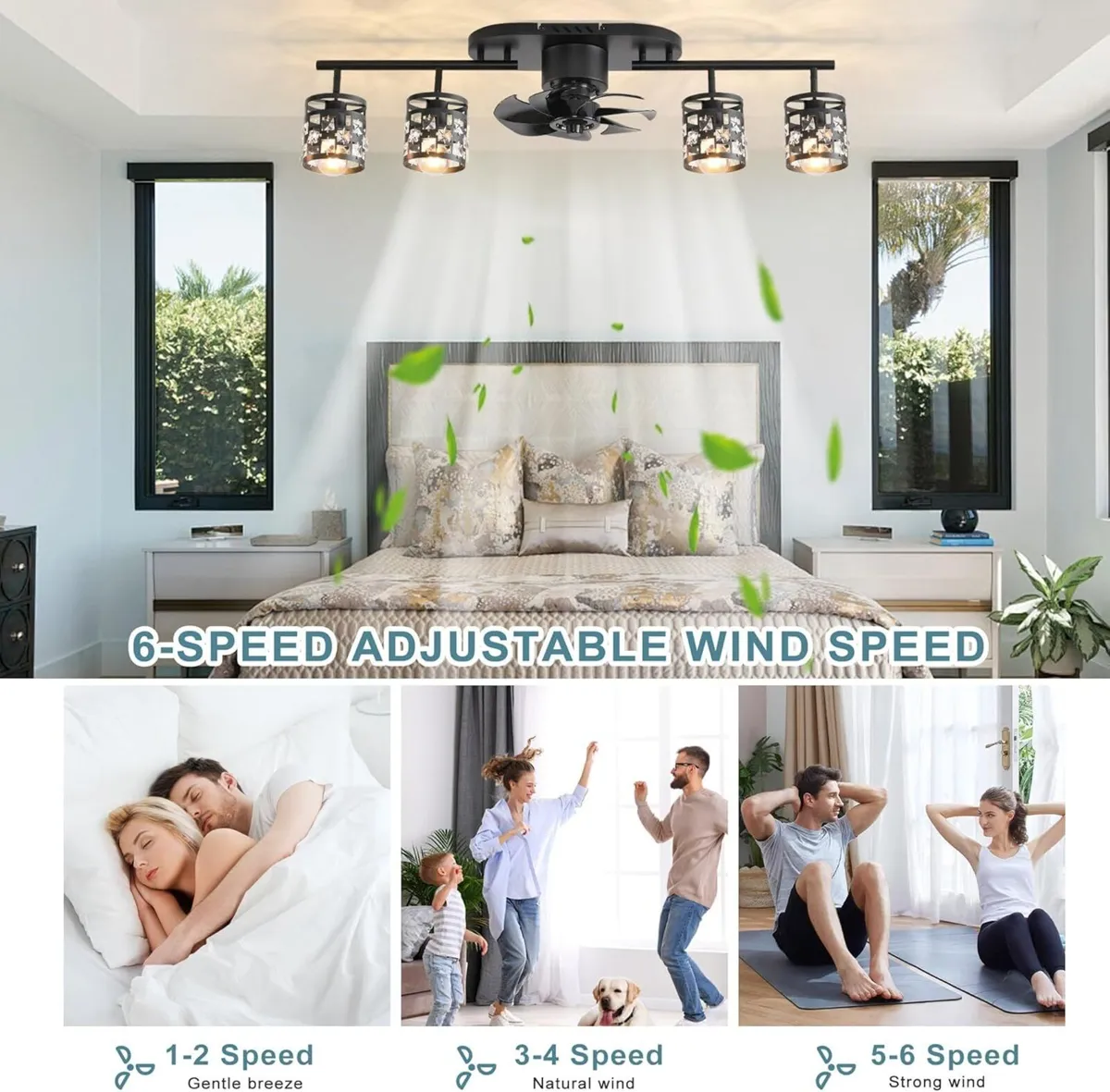 Ceiling Fans with Lights and Remote Fandelier - Image 2