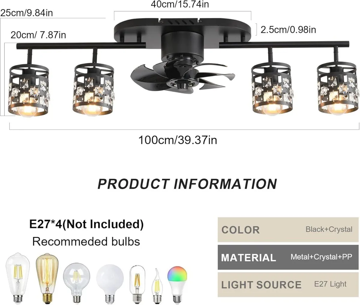 Ceiling Fans with Lights and Remote Fandelier - Image 3