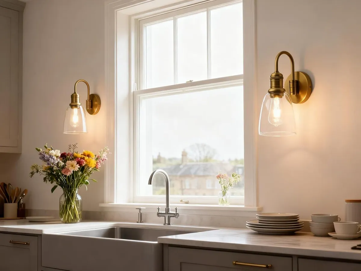 2 Sets of Vintage Elegant Glass Sconce Wall Light - Image 1