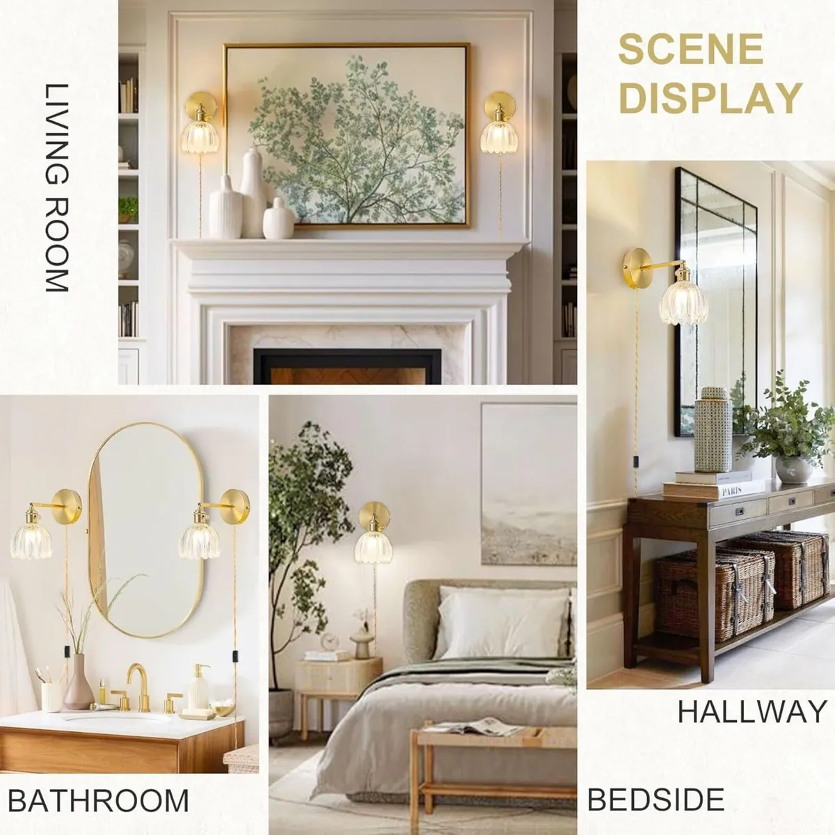 Plug in Wall Sconces Set of 2 Vintage Lights with - Image 2