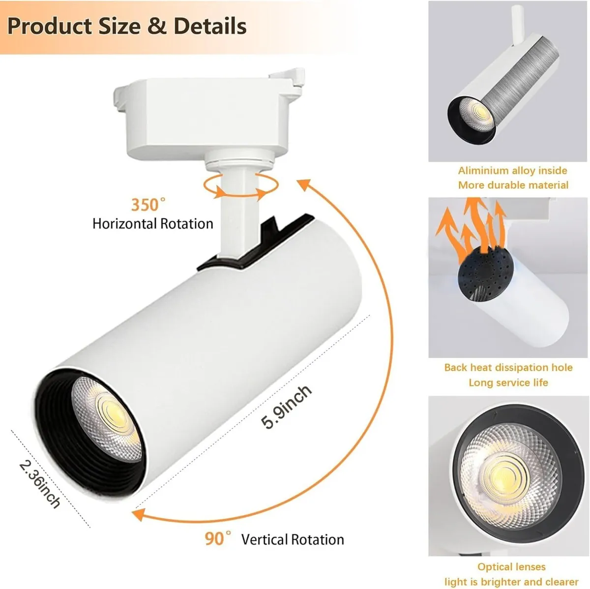 Brightened Track Lighting Heads and Rails Kit 20W - Image 4