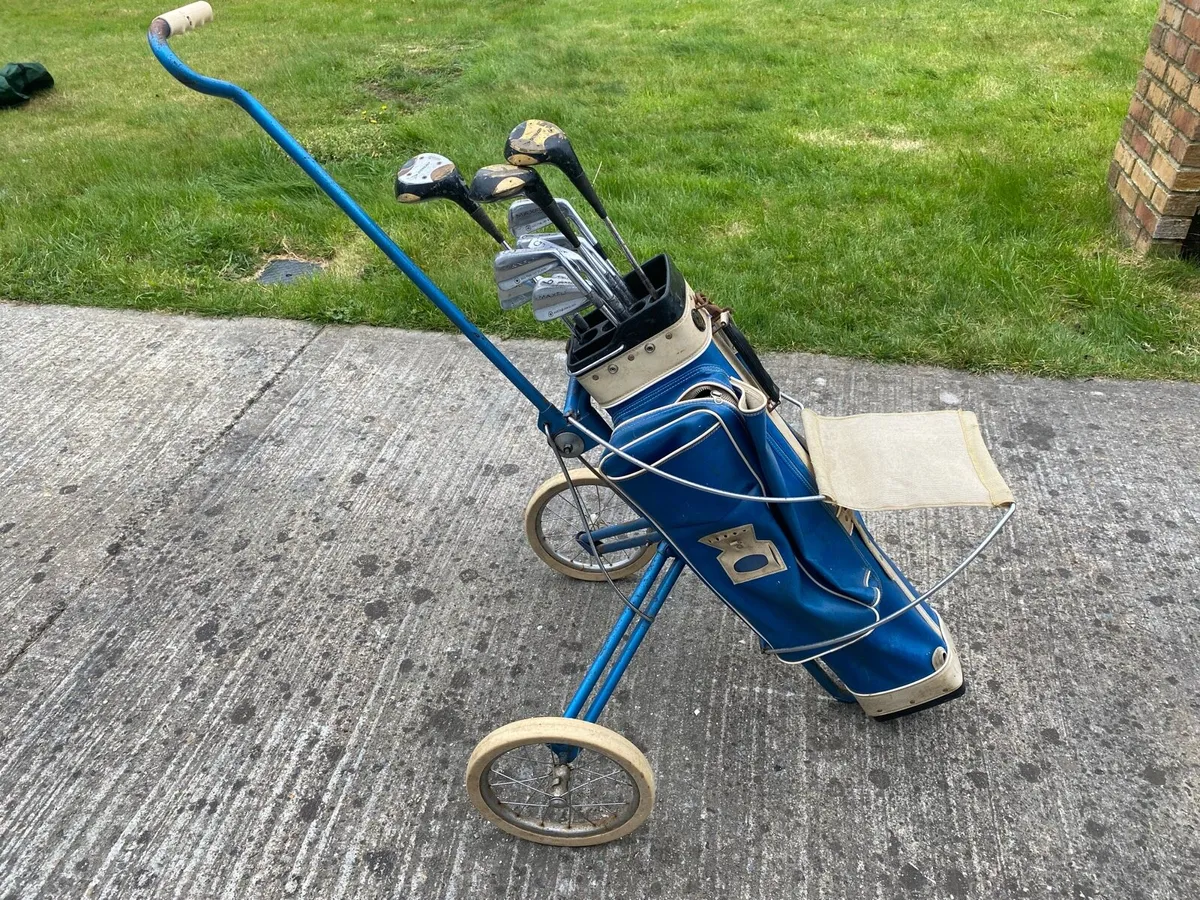 Collectible Golf clubs and unique trolley - Image 1