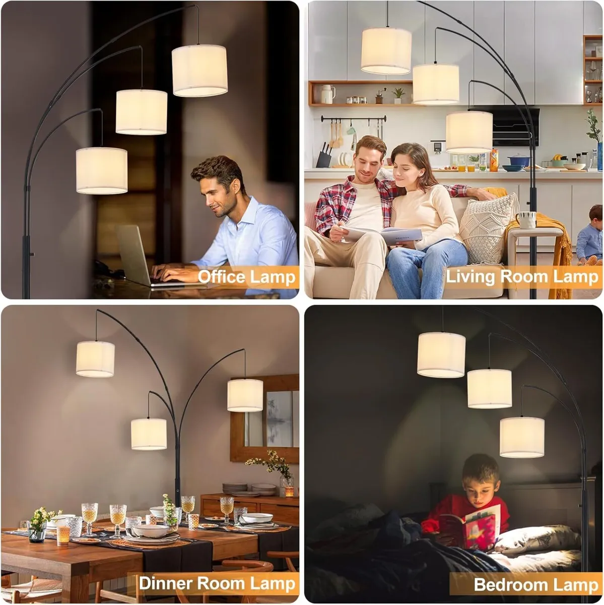 DLLT Modern Floor Lamp for Room: 3-Light Black - Image 3