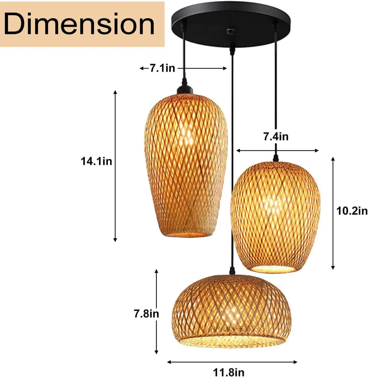 Bamboo Lantern Pendant Lamp Retro Japanese Style - Image 3