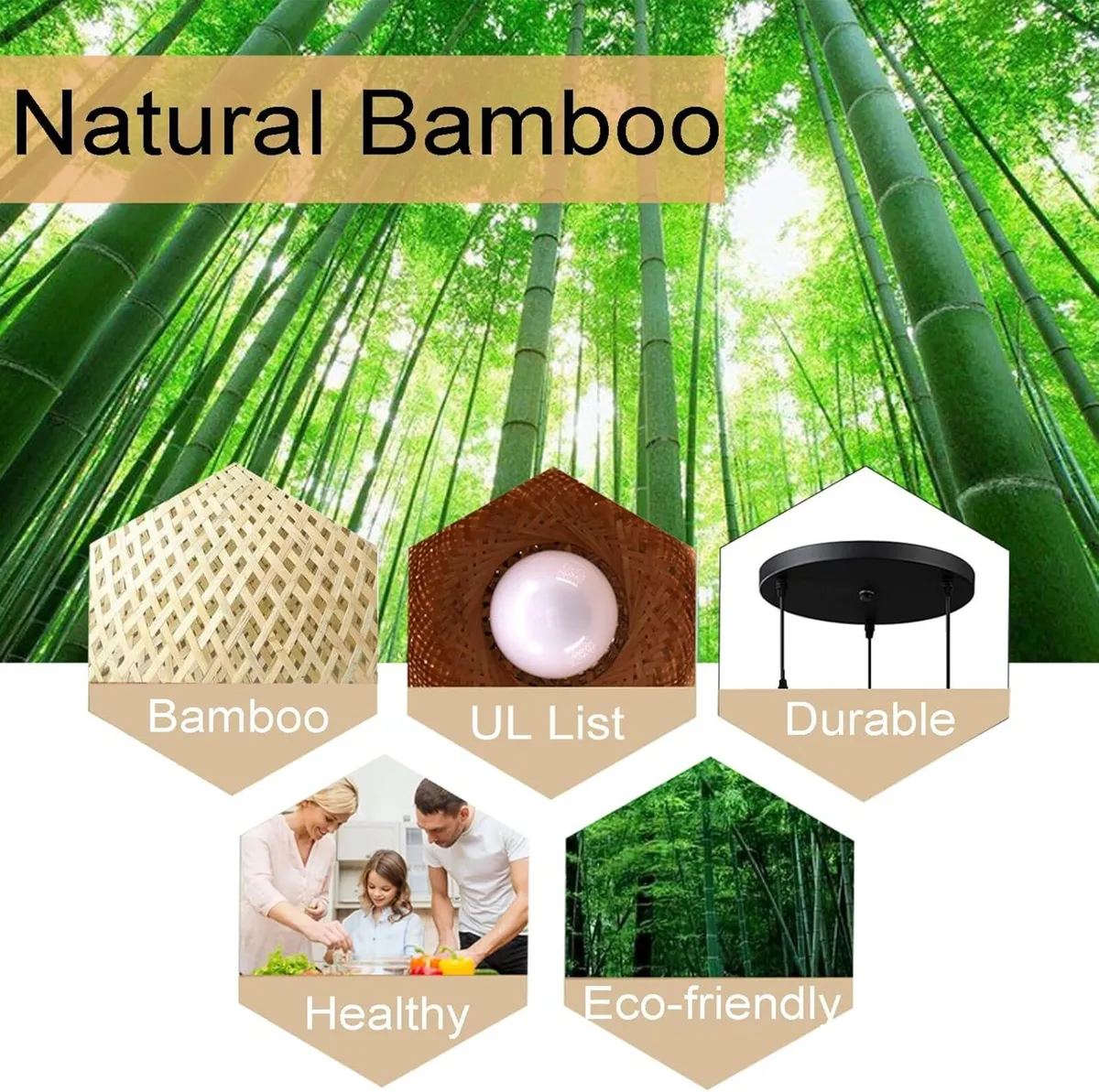 Bamboo Lantern Pendant Lamp Retro Japanese Style - Image 4