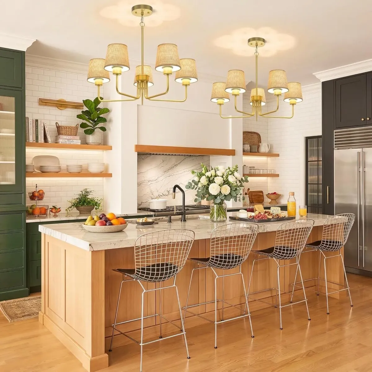 Gold Chandelier Lighting Living Room 5 Lights - Image 4