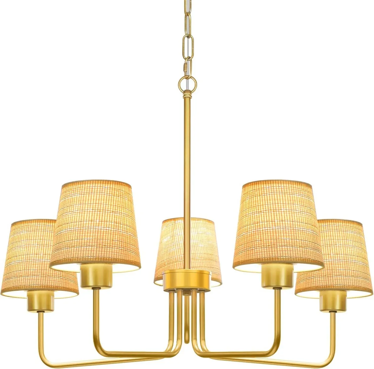 Gold Chandelier Lighting Living Room 5 Lights - Image 1