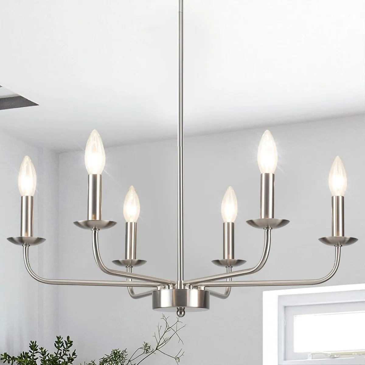 Brushed Nickel Chandelier Ceiling Lights 6 Modern - Image 1