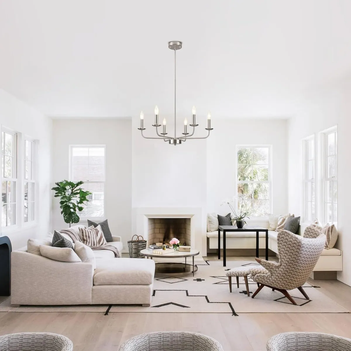 Brushed Nickel Chandelier Ceiling Lights 6 Modern - Image 2