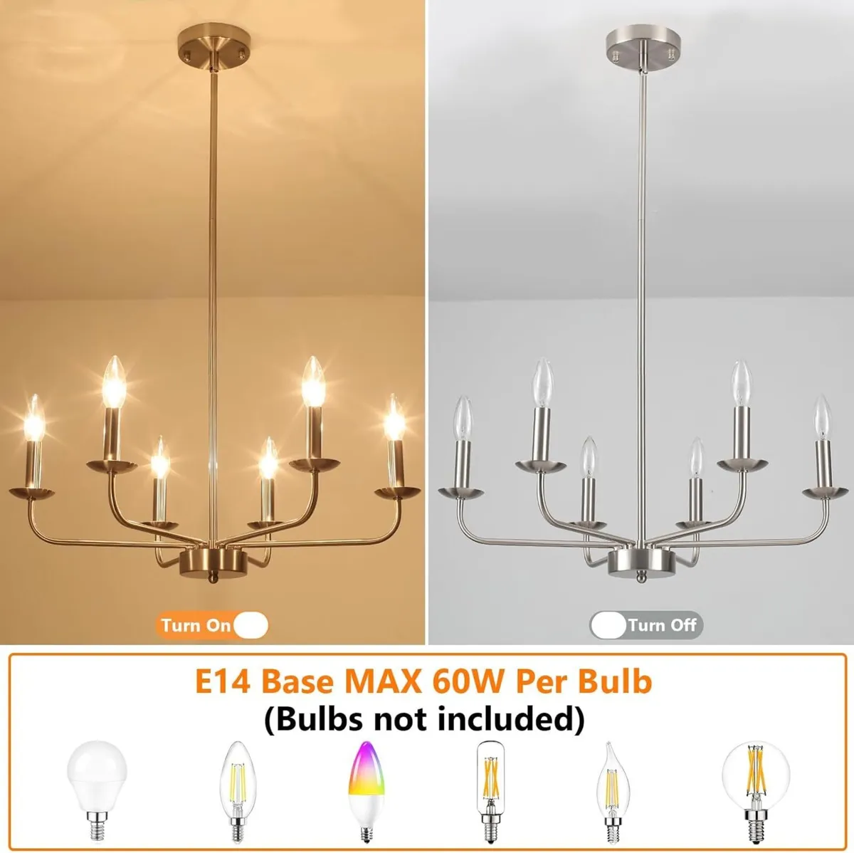 Brushed Nickel Chandelier Ceiling Lights 6 Modern - Image 3