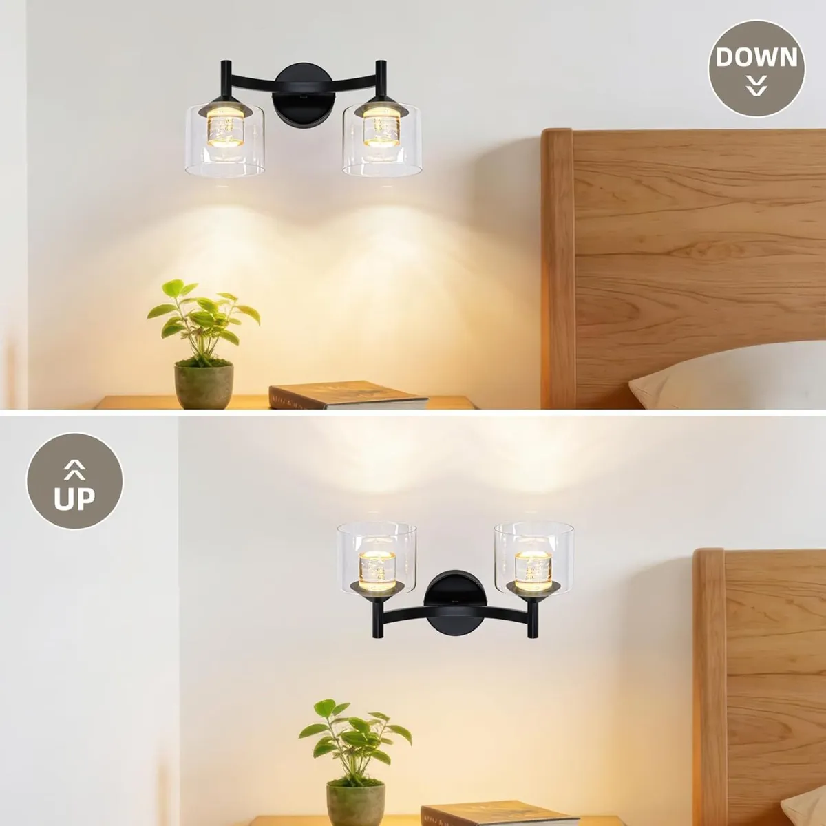 2-Light Wall Sconces Vanity Light with Clear - Image 3