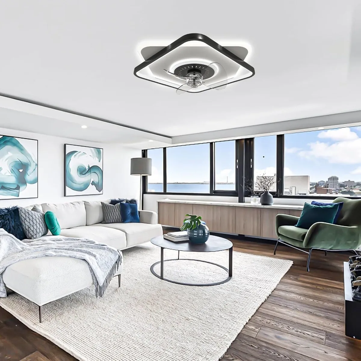 Low Profile Ceiling Fans with Lights and Remote - Image 4