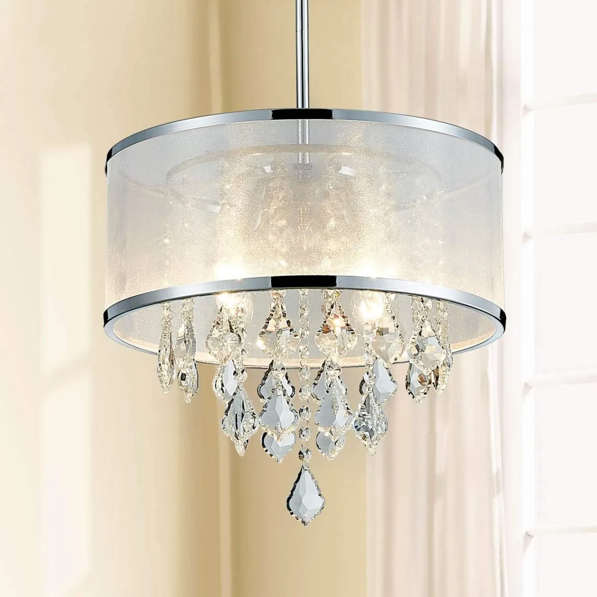 Modern Pendant Crystal Drum Chandelier Lighting - Image 4