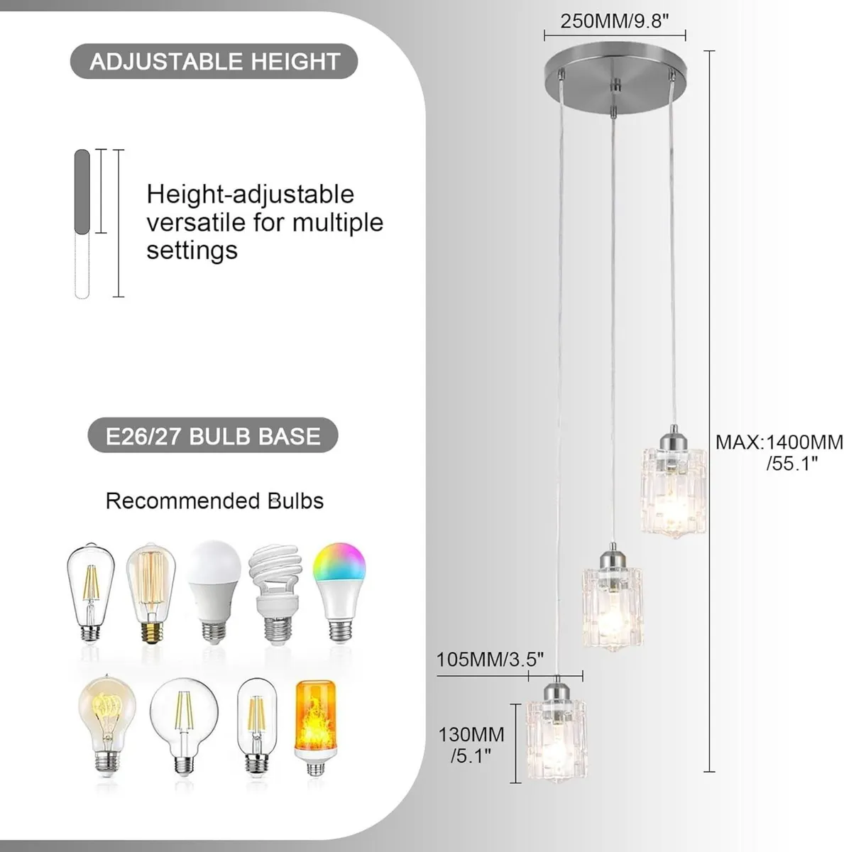 Glass Ceiling Pendant Light Fixture Modern - Image 2