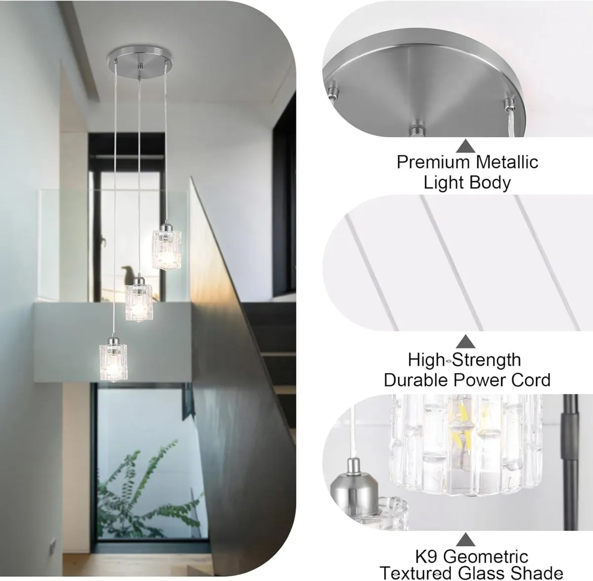 Glass Ceiling Pendant Light Fixture Modern - Image 3