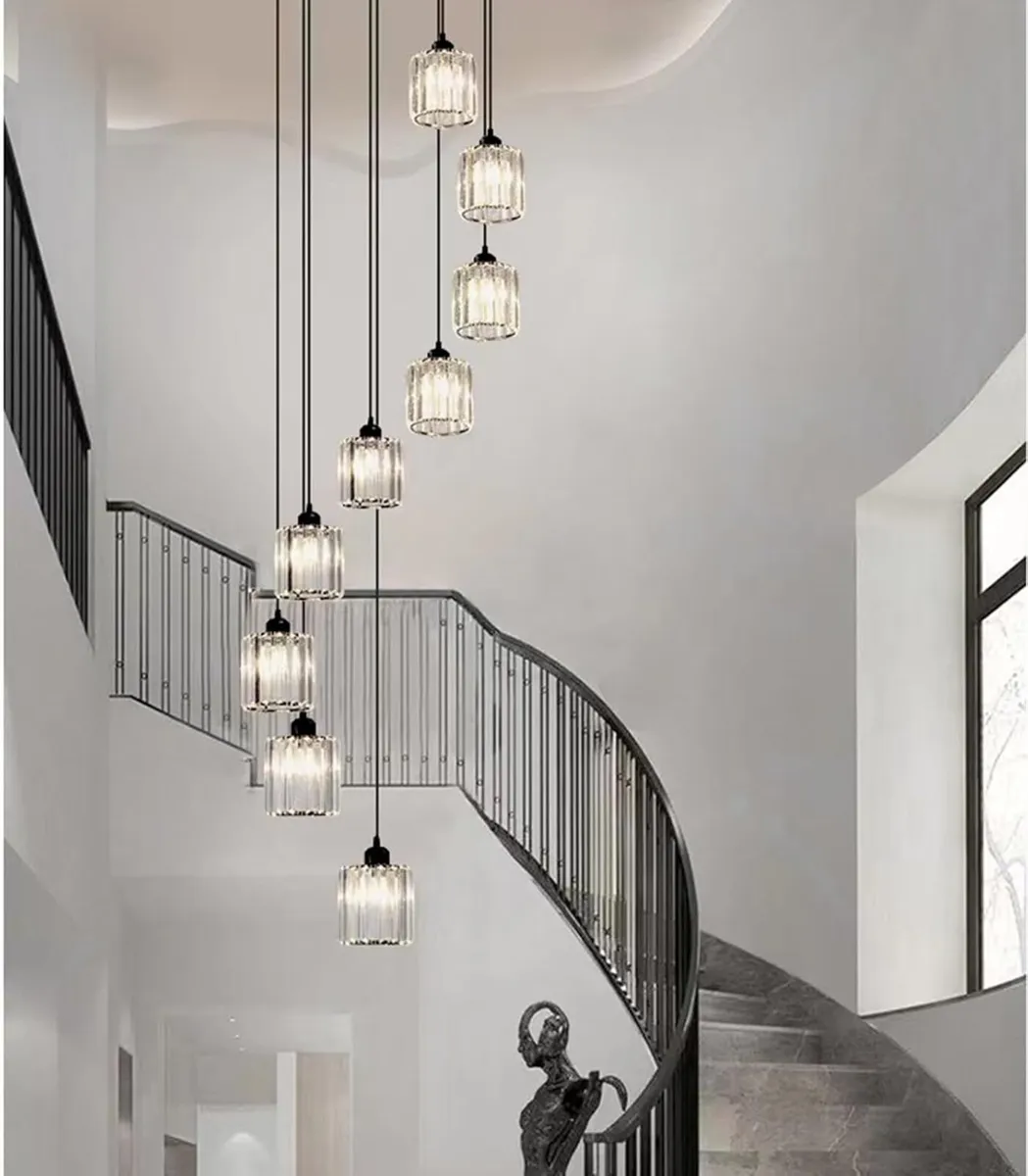 Long Chandeliers for High Ceilings Modern Crystal - Image 2