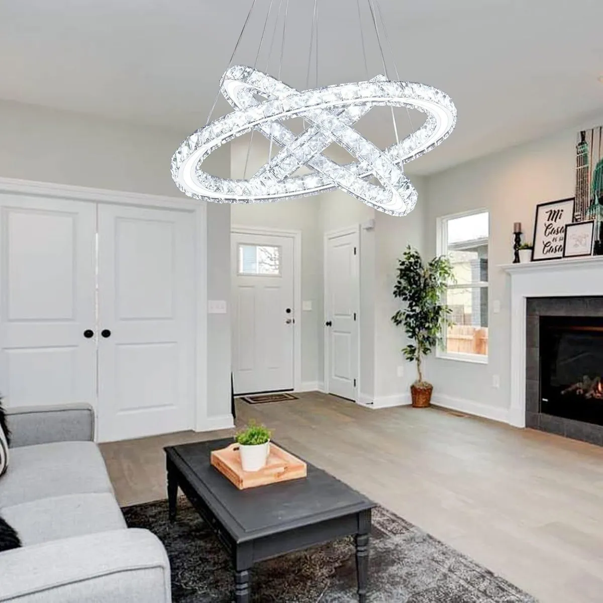 Modern 3 Rings LED Crystal Ceiling Light 3-Colour - Image 4