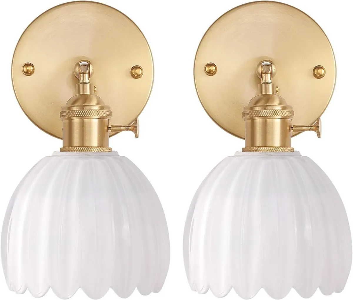 Vintage Wall Lights Set of 2 Lamps Indoor Gold - Image 1