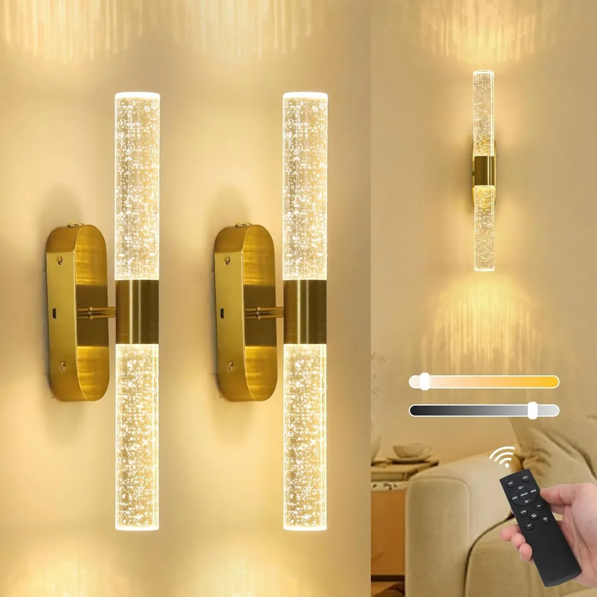 Rechargeable Wall Lights Set of 2 Battery - Image 1