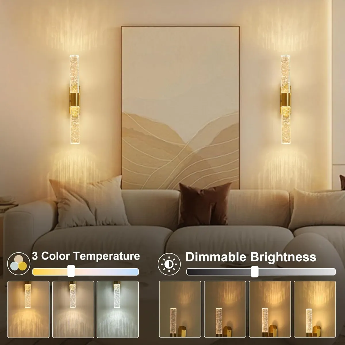 Rechargeable Wall Lights Set of 2 Battery - Image 2