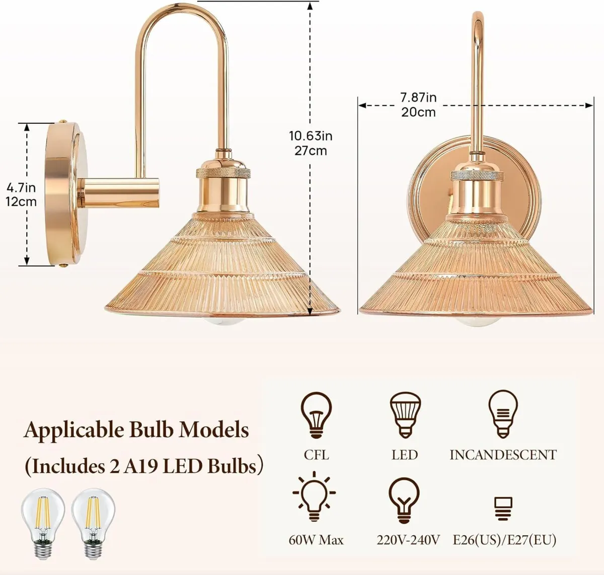 Wall Sconce Set of 2 Gold Vintage Light Fixtures - Image 3