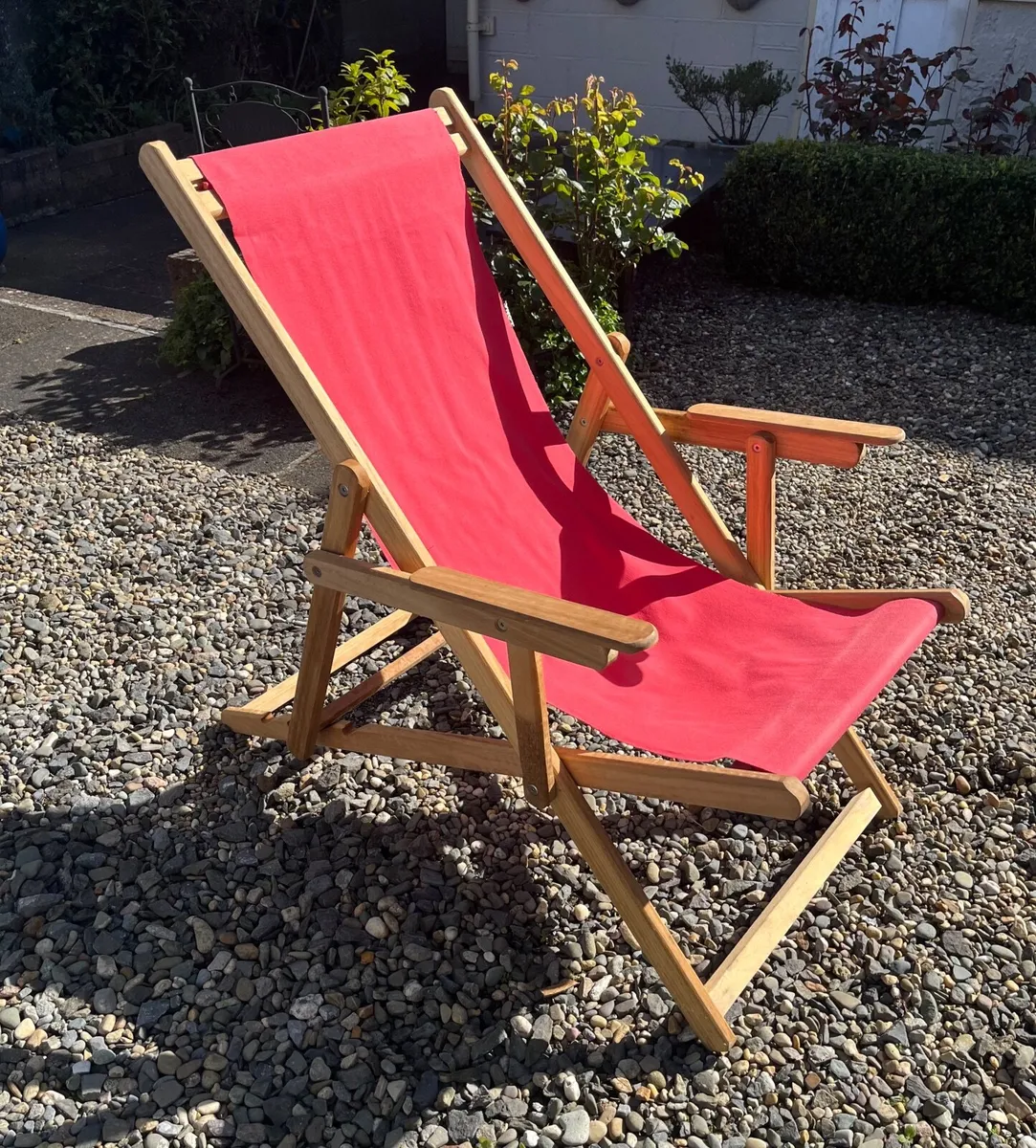 Wooden deck chairs with arms