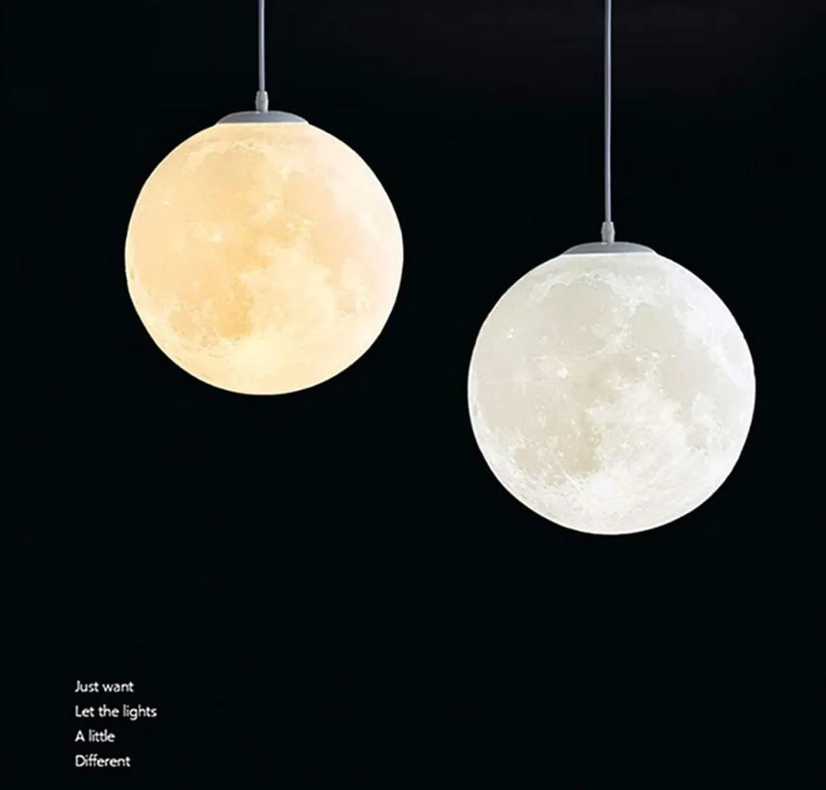 Moon Pendant Light with 3D White PLA Lampshade - Image 4