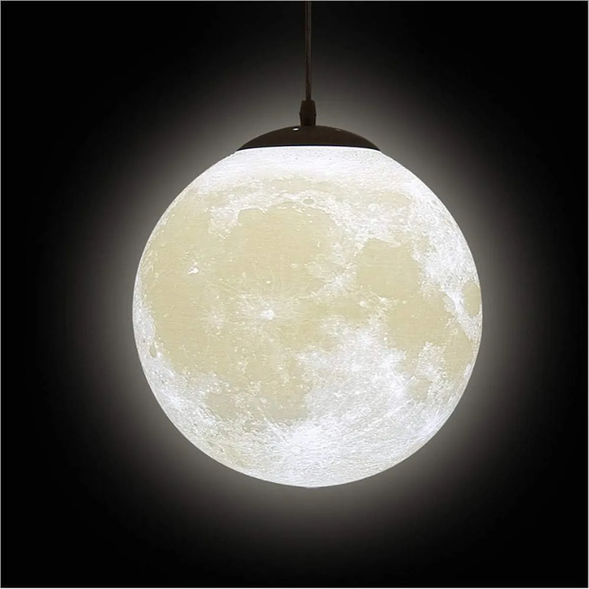 Moon Pendant Light with 3D White PLA Lampshade - Image 1