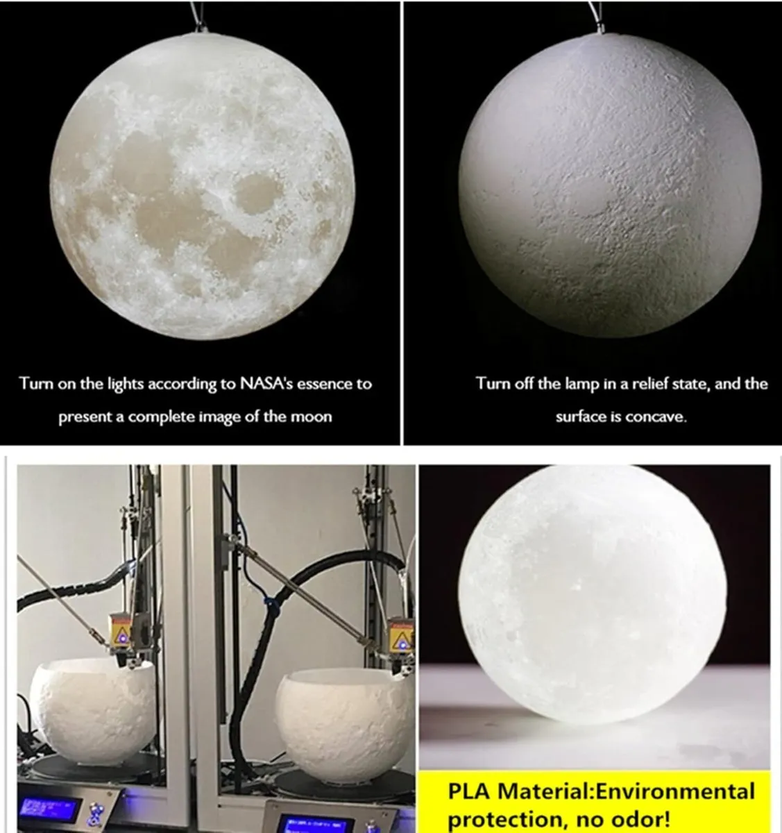Moon Ceiling Pendant Light 3D Printing Shade - Image 4