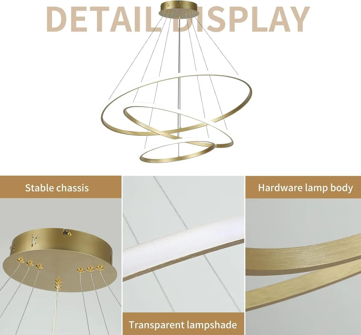 Led Pendant Light Dimmable 3 Ring Acrylic - Image 3