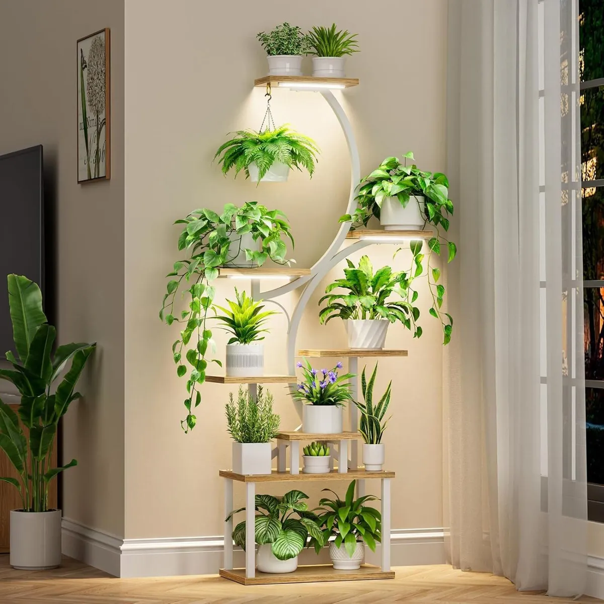 8-Tiered Plant Stand With Grow Lights - 62 Tall - Image 1